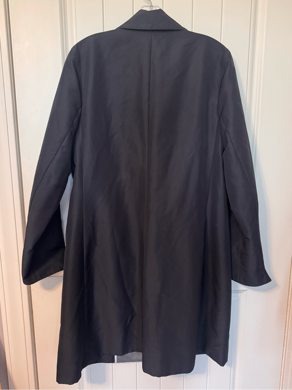Sanyo New York Women's Black Raincoat Micro Check Lined Coat M - Picture 3 of 6